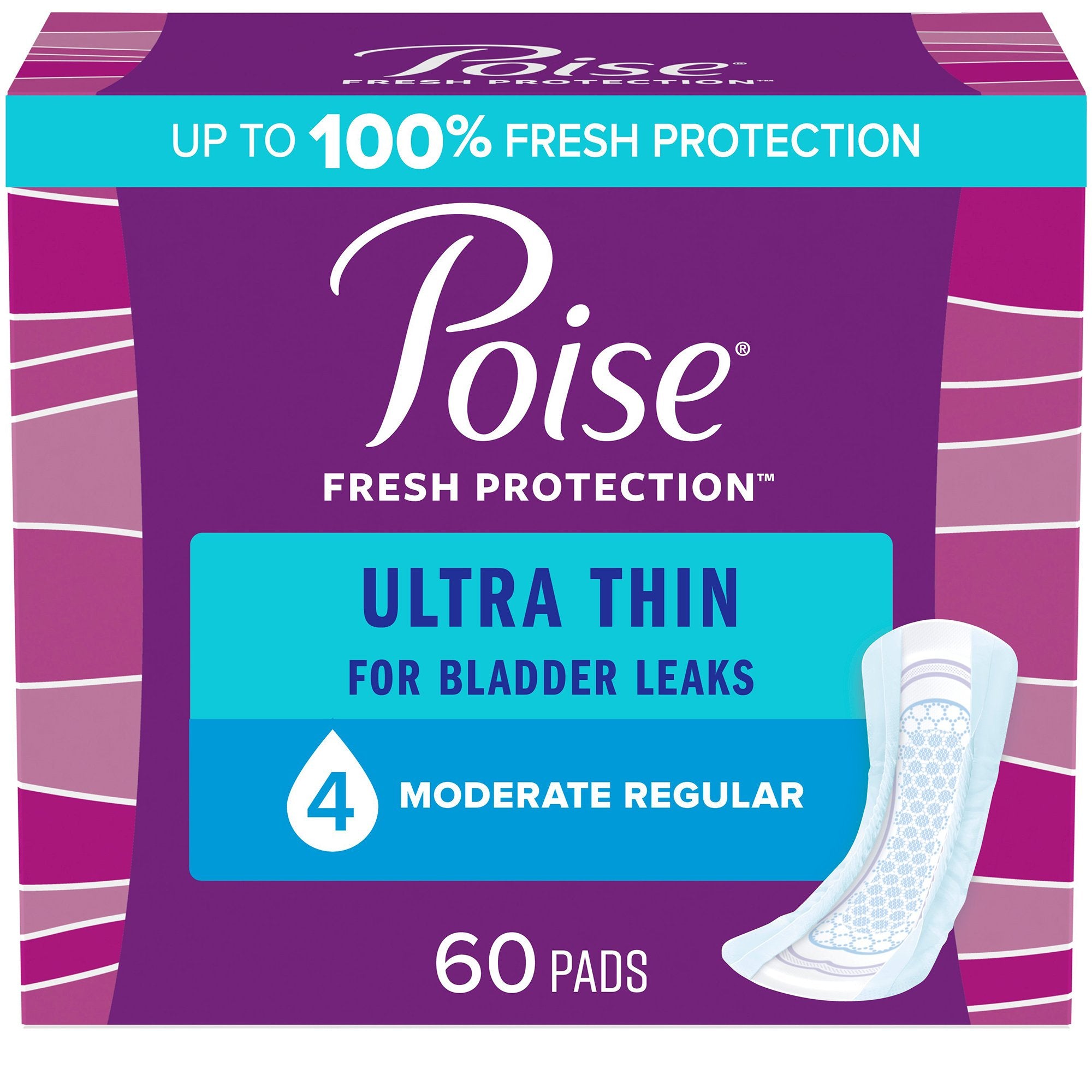 Poise Ultra Thin Moderate Bladder Control Pad, Case of 180