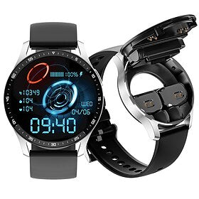 2 em 1 relógio inteligente com fones de ouvido smartwatch tws bluetooth fone de ouvido monitor pressão arterial freqüência cardíaca esporte relógio de fitness