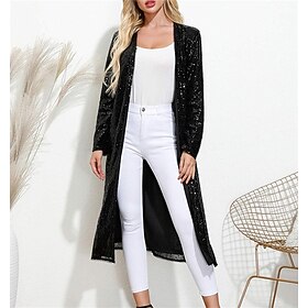 Women's Wrap Coats - Jackets Sparkle  Shine Sun Protection Long Sleeve Sequined Fall Wedding Guest Wraps With Glitter For Wedding All Seasons