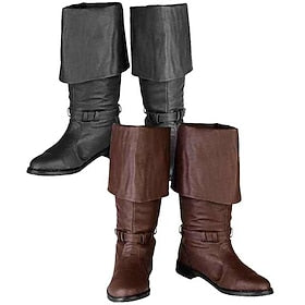 Epoque Médiévale Renaissance Chaussures Bottes genou Bottes plates de jazz Viking Fille de clapet Croisé Homme Femme Mascarade Soirée GN Chaussures