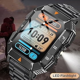 imosi yk03 smartwatch 1,83 tommer smartwatch fitness løbeur bluetooth skridttæller opkaldspåmindelse søvn tracker kompatibel med led lommelygte man smartwatch
