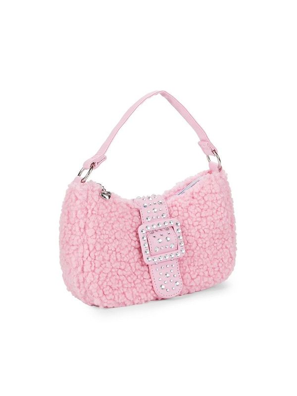 Girl's Faux Shearling Top Handle Bag - Bubble Gum