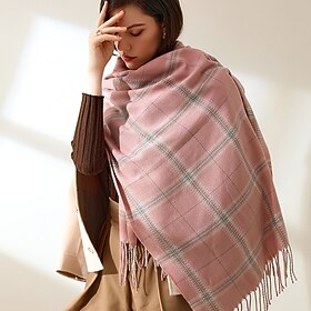 Winter nieuwe vrouwen plaid sjaals gebreide mix kleur lange kwastje sjaal wraps poncho cape sjaals dikker warme zachte vrouwelijke sjaal