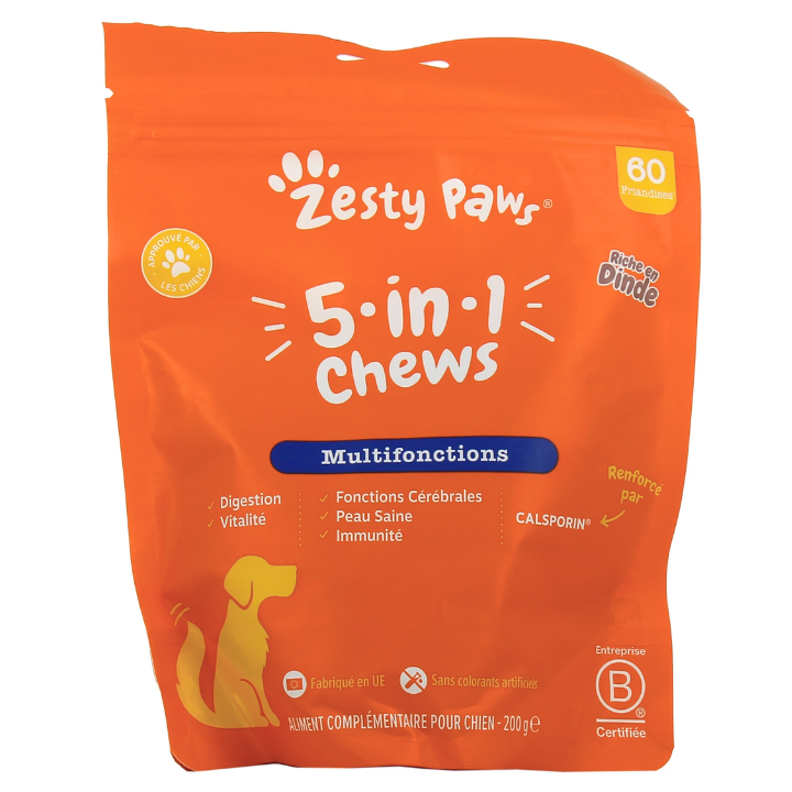 Zesty Paws - 5-in-1 Chews - Multifunction - 60 Turkey Treats