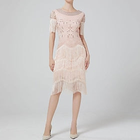 Rétro Vintage Les rugissantes années 20 1920s Robe à clapet Robe Gatsby le magnifique Femme Paillettes Franges Mascarade Mariage robe demoiselle d honneur Fête