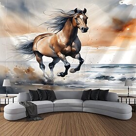 Animal cavalo praia pendurado tapeçaria arte da parede grande tapeçaria mural decoração fotografia pano de fundo cobertor cortina casa quarto sala de estar dec