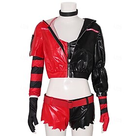 Joker : Folie à Deux Joker 2 Harley Quinn Manteau Gants Shorts Femme Cosplay de Film Déguisement Cosplay Noir - Rouge Halloween Carnaval Mascarade Fête - Soiré