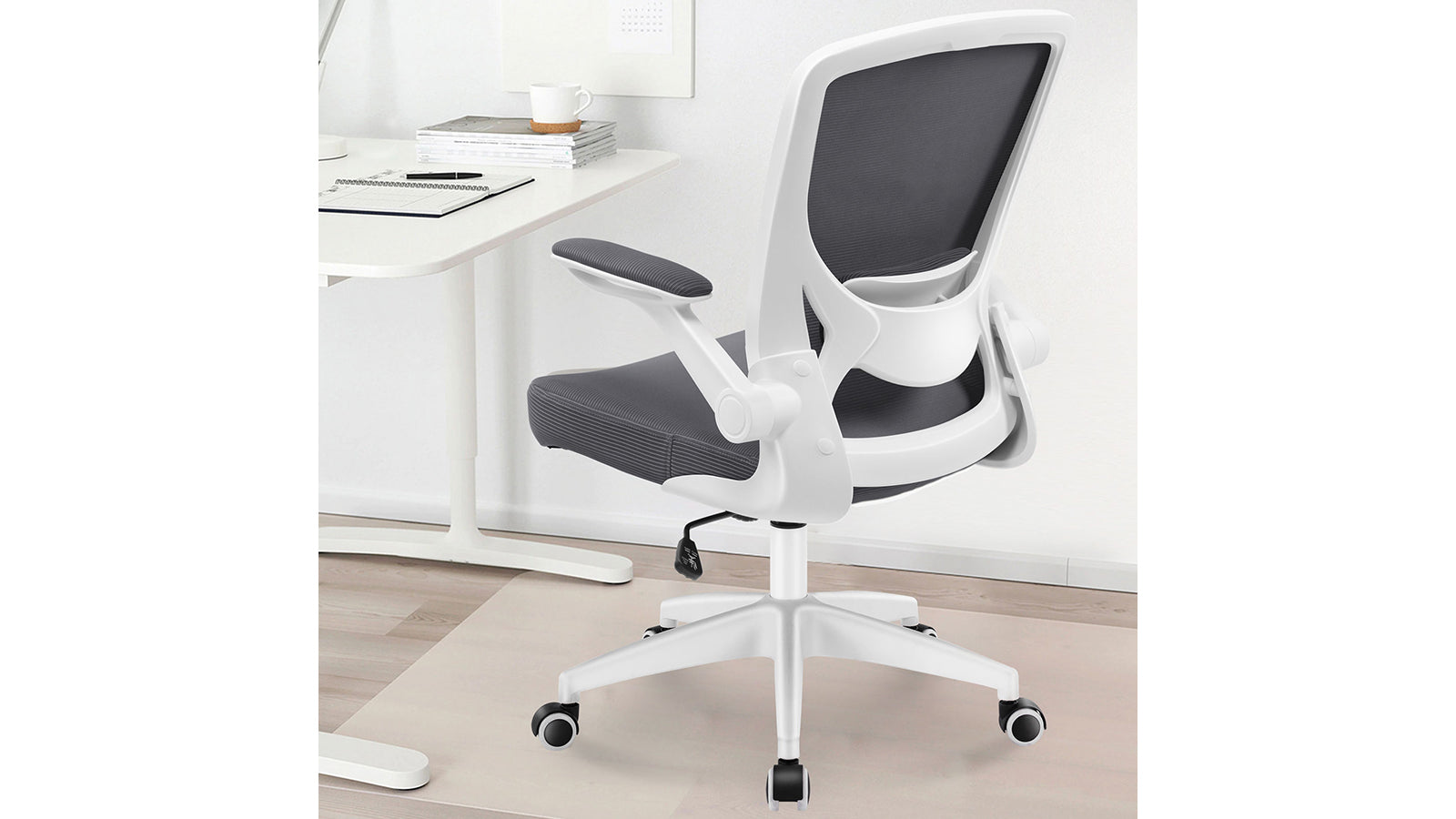 Kerdom Office Chair: Adjustable Armrests Dark Grey