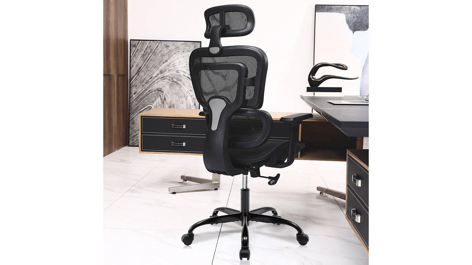 KERDOM FelixKing Ergonomic Chair: Advanced Contoured Seat Black - Premium Wheels