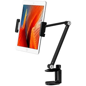 Adjustable Metal Tablet Stand Aluminum Alloy Arm iPad Mount Holder for Bed or Desk Overhead Compatible for iPad Air Pro Mini Surface Pro Stand iPhone Android T