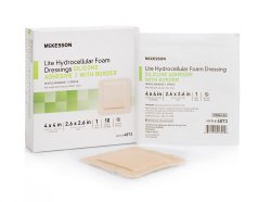 McKesson Lite Thin Silicone Foam Dressing with Border, 4" x 4", 10 Each - Box