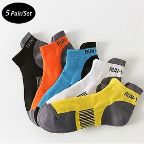 Men's 5 Pack Multi Packs Socks Ankle Socks Low Cut Socks Casual Socks Black White Color Color Block Sports  Outdoor Daily Vacation Basic Medium Spring Fall Fas