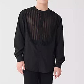 Dança Latina Camisa Recortes Homens Espetáculo Roupa Diária Manga Longa Elastano